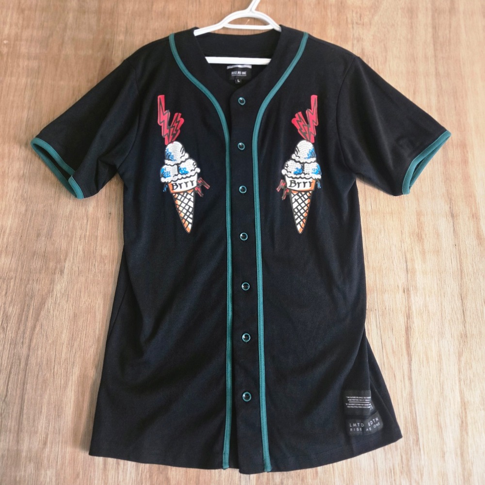 Rise As 1ne Wizop Baseball Jersey Black Green Limited Edition Mens L Streetwear